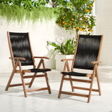 OC Orange-Casual Folding Patio Dining Chair Set of 2, Outdoor Acacia Wooden Rope Reclining Chair w/Armrest, FSC Certified Wood, for Porch, Backyard, Garden, Indoor, Black OC Orange-Casual
