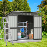 Domi Outdoor Storage Shed 6' x 4', Metal Waterproof Tool Shed Utility Storage House with Double Lockable Doors & Air Vent for Backyard Garden Lawn Patio domi outdoor living