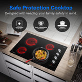 AMZCHEF 30 Inch Built-in Electric Cooktop,7000W and 4 Burners Cooktop with ETL Safety Certified,Knob Control Levels & Hot Surface Indicator amzchef