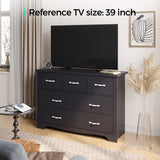 LINSY HOME 7 Drawers Dresser for Bedroom, Wood Bedroom Dresser Modern Drawer Chest, 7 Chest of Drawer, Tall Dresser for Closet, Dressers Organizer for Living Room, Closet, Hallway LINSY HOME