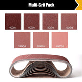 Boshcraft 21 Pack 3 x 21 Inch Sanding Belts, 3x21 Belt Sander Sanding Belts 40/60/80/120/180/240/400 Grits Assortment Sanding Belt for Belt Sander BOSHCRAFT