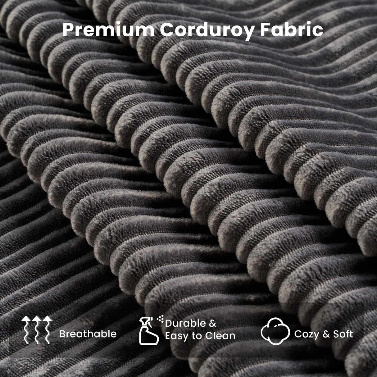 weaxty W 81" Convertible Sleeper Sofa Bed No Assembly - Corduroy Teddy Floor Couch with Fixed-Shape Frame - Boneless Foldable Loveseat for Small Spaces Living Room (Gray, Sofa Bed) weaxty W