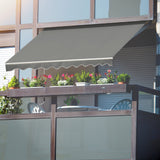 VEIKOU 12' x 10' Awnings for Patio, Retractable Awning with Adjustable Canopy, Aluminum Frame, Manual Patio Awning Sun Shade Shelter for Window, Door, Deck, Garden, Gray VEIKOU