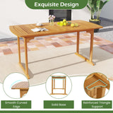 Tangkula 7 Piece Patio Acacia Wood Dining Set for 6, Patio Rectangle Table with Umbrella Hole & 6 Cushioned Armchairs, for Backyard Garden Poolside Deck, Natural Tangkula