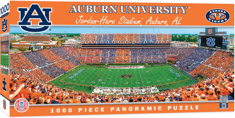 MasterPieces - 1000 Piece Jigsaw Puzzle, NCAA Auburn Tigers, Panoramic Football Stadium View, Fun for Adults and Family, 13"x39 Masterpieces