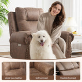 ANJ Electric Power Recliner Chair with USB Ports, Breathable Faux Leather Oversized Recliner with Comfortable Arms, Back and Headrest, Single Sofa for Living Room, Nut Brown ANJ