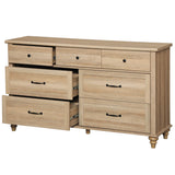 WAMPAT Kids Dresser with 7 Drawers for Bedroom, Wide Baby Dresser for Nursery & Kids Room, Farmhouse Chests & Dressers, Wooden Dresser Closet Organizer for Children’s Bedroom, 54 Inch, Oak WAMPAT