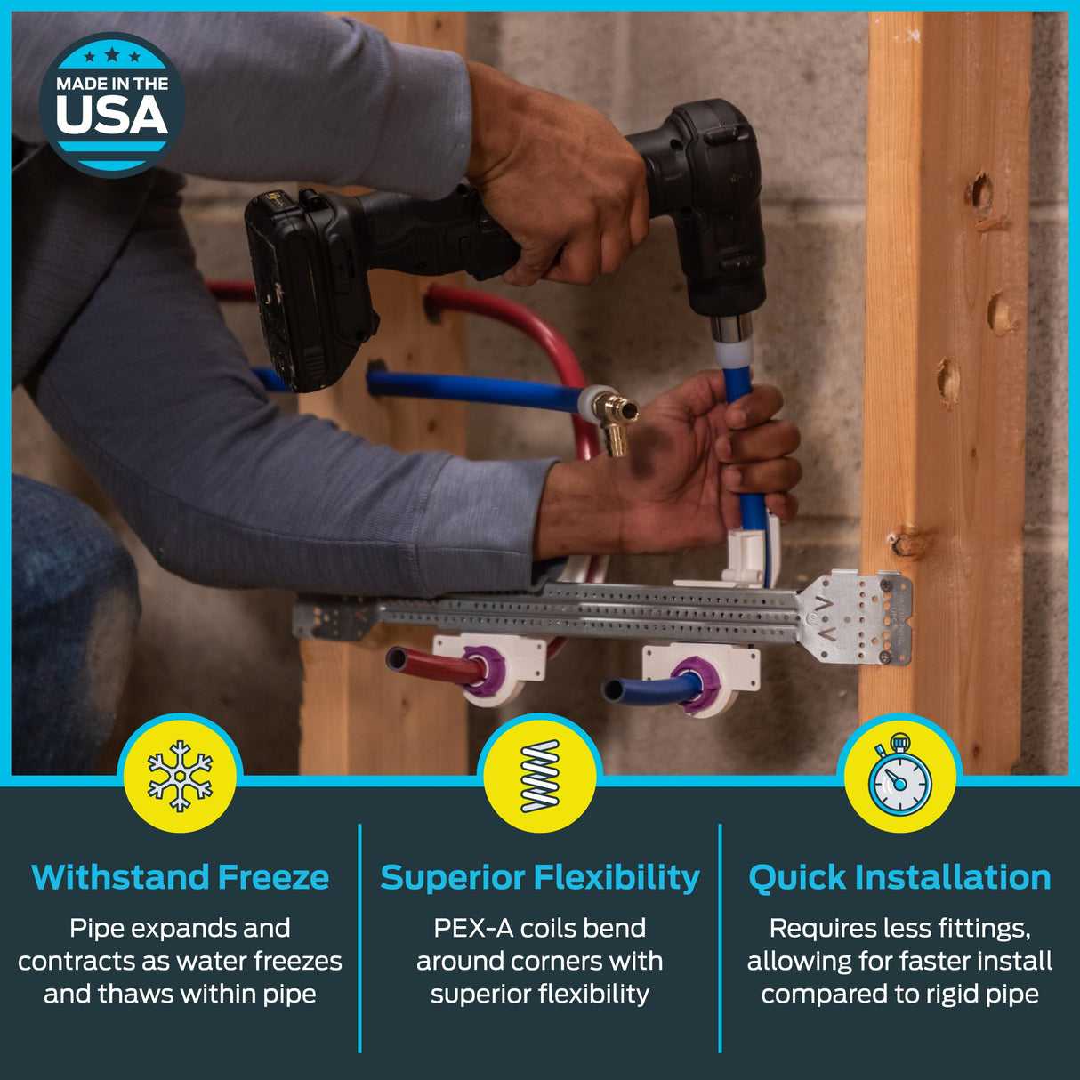 SharkBite 1/2 Inch x 100 Feet Blue PEX-A, PEX Pipe Flexible Water Tubing for Plumbing, UA60B100 SharkBite