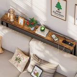 HOOBRO 47.2" Skinny Console Table with Power Outlets and USB Ports, Table with Charging Station, Narrow Sofa Table, Behind Couch Table, for Entryway, Hallway, Foyer, Rustic Brown BF15XG01G1 HOOBRO
