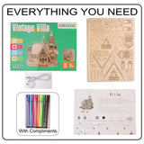 KWASVLYA Vintage Villa 3D Wooden Puzzle,Building Kits for Adults and Teens,Educational Brain Teaser Assembly Model with LED Lights,Skill Building and Creative Fun KWASVLYA