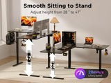 WALKINGDESK 63x55 Inches Reversible L Shaped Standing Desk, Height Adjustable With Cup Holder, Electric Corner Computer Workstation, Sit Stand up Home Office, Ergonomic Gaming, Black WALKINGDESK