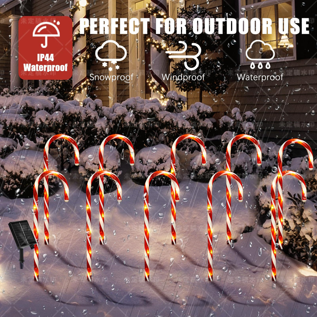 Bstge Christmas Decorations Outdoor, 10 Pcs Candy Cane Lights, 21'' Solar Pathway Lights with 8 Lighting Modes, Waterproof Garden Lights for Christmas Patio Yard Walkway Decorations Bstge