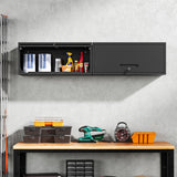 Yizosh Metal Garage Cabinet with Doors, Wall Mounted Storage Cabinet, Floating Tool Cabinet for Basement, Kitchen, Warehouse (Black, 13.7" H) Yizosh