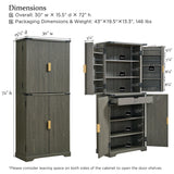 ACCOHOHO Fluted Pantry Cabinet, 72" Tall Modern Storage Cabinet with 4 Doors, Organizer, Drawer and Adjustable Shelves, Wood Cupboard for Kitchen, Dining Room, Living Room and Bathroom, Army Green ACCOHOHO