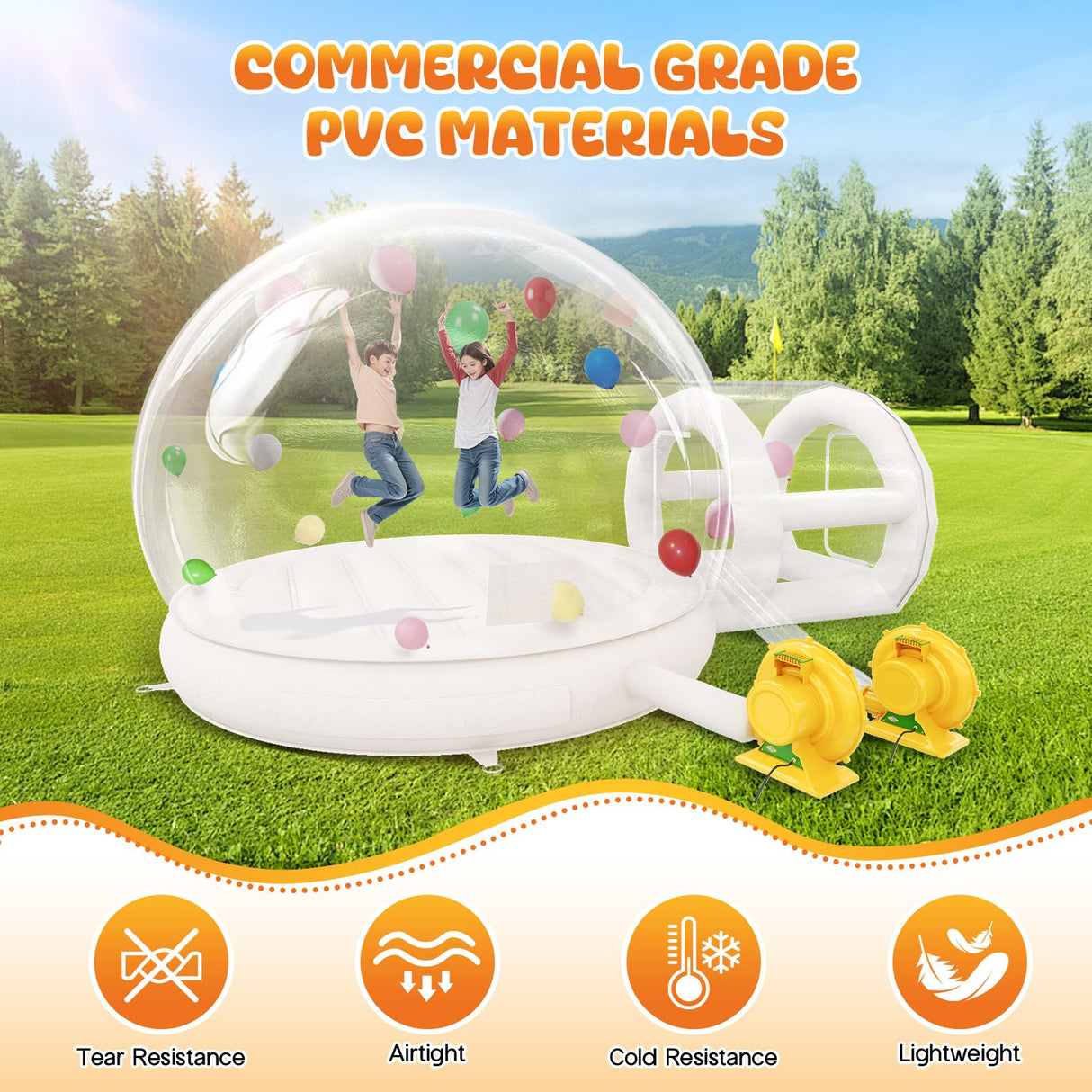 Albott 13FT Inflatabla Bubble Bounce House, Bubble House Inflatable Dome with 750W and 550W Air Blowers for Birthday Parties, Wedding and Gender Revealing Albott