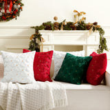 Softalker Christmas Throw Pillow Covers 18 x 18 Inch Set of 2, Xmas Winter Christmas Tree Faux Fur Cushion Covers, 3D Embroidered Pillow Cases for Couch Bedroom Living Room Decor, Green Softalker