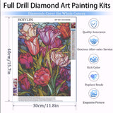 Tulips Diamond Art Painting Kits for Adults - Stained Glass Flower Round Full Drill Diamond Dots Paintings for Beginners, 5D Paint with Diamonds Pictures Gem Art Painting Kits DIY Crafts Project HOIYLDS