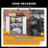 Greenvelly Metal Storage Cabinet, 42” Steel Locking Cabinet with Doors and Shelves, White Gray Metal Utility Cabinet Garage Cabinets, Lockable File Cabinet for Home Office, Garage, Kitchen, Shop Greenvelly