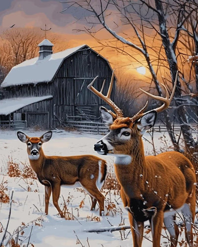 Deer Snow Paint by Numbers Kit Paint by Numbers DIY Acrylic Drawing Paintworks Artwork Adults Beginners 16x20inch