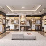 Besiost Closet System with Drawer - 8FT Wood Closet Organizer System with 3 Hanging Rods and Shelving Tower, 96" Walk In Closet Organizer Wardrobe, Heavy Duty Garment Rack Clothes Rack, White Besiost