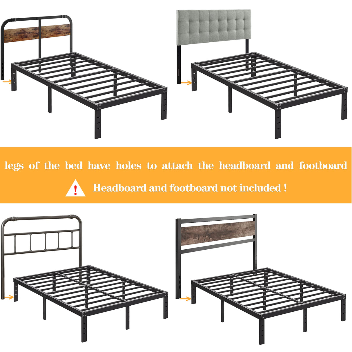 COMASACH Heavy Duty King Bed Frame - 14" Black Metal Platform, Noise-Free, Easy Assembly, Supports Up to 3500lbs COMASACH