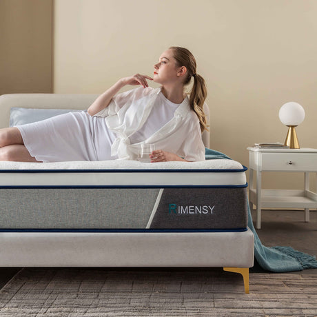 Rimensy Queen Mattress,14 Inch Hybrid Mattress in a Box,Gel Memory Foam and Individually Wrapped Pocket Coils Innerspring Mattress for Motion Isolation,Medium Firm,Queen Size Mattres Rimensy