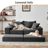 Modular Sectional Loveseat Cloud Sofa, Boneless Couch with Non Slip Base, Modern Sleeper Sofa for Customizable Living Spaces, Cozy Modular Couch with L-Shape Chaise, Deep Seat & No Assembly, Grey CozyMine