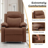 Korser Recliner Chair, Small Recliners for Small Spaces, Manual Recliner with Cup Holders and Side Pockets, Reclining Chair, Chairs for Living Room, Bedroom, Nursery, Brown Korser