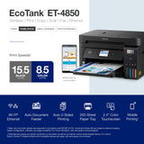 Epson EcoTank ET-4850 Wireless All-in-One Cartridge-Free Supertank Printer with Scanner, Copier, Fax, ADF and Ethernet – The Perfect Printer Office - Black Epson