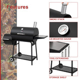 Royal Gourmet CC1830M 30-Inch Barrel Charcoal Grill with Offset Smoker & Warming Rack, Outdoor BBQ Grill with 811 Sq. In. Cooking Space for Backyard, Patio and Parties, Black Royal Gourmet