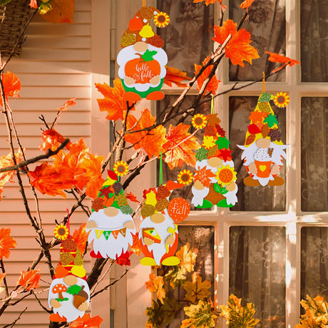 Winlyn 24 Sets Fall Craft Kits DIY Fall Gnome Ornaments Decorations Art Sets Fall Leaf Pumpkin Sunflower Foam Stickers Arts and Crafts for Kids Autumn Halloween Thanksgiving Activity Art Project Winlyn