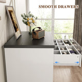 Jocoevol Larger White 5 Drawer Dresser for Bedroom with LED Light, Modern Chest of Drawers with Hidden Handles, Tall Wooden Dresser Closet for Living Room, Entryway, Hallway - White Jocoevol