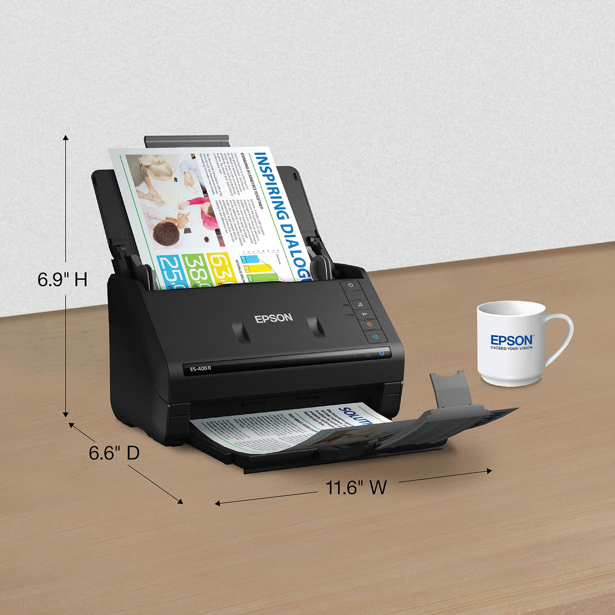 Epson Workforce ES-400 II Color Duplex Desktop Document Scanner for PC and Mac, with Auto Document Feeder (ADF) and Image Adjustment Tools, ES-400 II Epson