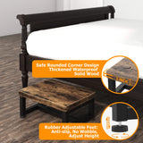 Wooden Step Stools for Adults Kids with Non-Slip Rubber Feet, Heavy Duty Stepping Stools with 500-LBS Capacity for Bedroom Kitchen Bathroom, Bed Steps for High Beds, Easy to Assemble, Rustic Brown FYGUES