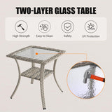 Muphyers 9-Piece Outdoor Patio Furniture Set with Rocking Swivel Chair Wicker Sectional Sofa Set, Patio Conversation Set with Thickened Cushions & Coffee Table for Garden, Backyard, Poolside, Grey Muphyers