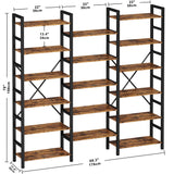 IRONCK Bookshelves 6 Tiers Triple Wide Industrial Bookshelf, Large Etagere Bookshelf Open Display Shelves with Metal Frame for Living Room Bedroom Home Office IRONCK