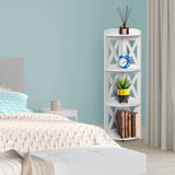 NHZ Corner Shelf Stand, Wood Corner Bookshelf, Corner Bookcase and Plant Stand (White, 4 Tier) NHZ