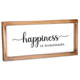 Happiness Homemade Inspirational Farmhouse Decor, Rustic Wall Art, 8x17 Inch Wood Framed MAINEVENT