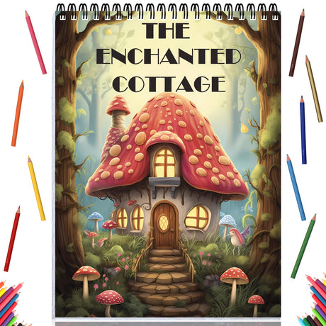 Adult Coloring Books Relaxation Coloring Book for Women Spiral Bound Page One Sided Design Gifts Arts and Crafts for Women to Relax, Anxiety and Depression 30 Colorful Coloring Pages of THE ENCHANTED COTTAGE ADEVIAN