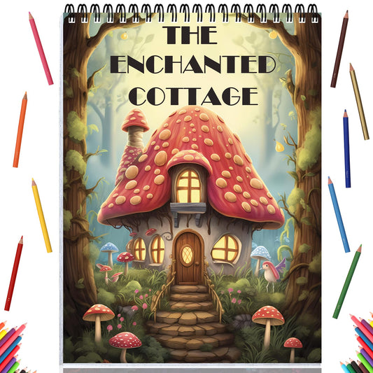 Adult Coloring Books Relaxation Coloring Book for Women Spiral Bound Page One Sided Design Gifts Arts and Crafts for Women to Relax, Anxiety and Depression 30 Colorful Coloring Pages of THE ENCHANTED COTTAGE