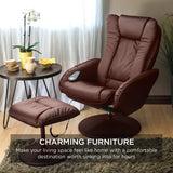 Best Choice Products Faux Leather Electric Massage Recliner w/Stool Footrest Ottoman, Remote Control, 5 Heat & Massage Modes, Side Pockets - Brown Best Choice Products