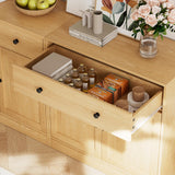 TUSY 4-Piece Large TV Stand with Bookshelves for TVs up to 75", TV Entertainment Center Media Center with Tempered Glass Doors and Shelves, TV Hutch for Living Room White (Wood) TUSY