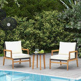 Tangkula 3 Piece Patio Chair Set, Wicker Chair & Side Table Set with Soft Cushions & Tempered Glass Tabletop, Solid Wood Support, Outdoor Rattan Furniture Set for Porch, Backyard, Poolside Tangkula