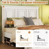 MoproBeti Farmhouse King Bed Frame with Tall Headboard and Footboard, Pinewood King Panel Bed with Under Bed Storage, Noise-Free, No Box Spring Needed, Traditional Style, White MoproBeti