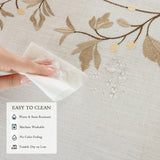 Joyfol Day Rustic Waterproof Linen Tablecloth, Heavy Weight Beige Embroidery Table Cloths for Rectangle Tables, Burlap Farmhouse Table Covers (Coffee Leaves, 55''x 70'') Joyfol Day