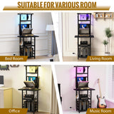 YAKANJ Record Player Stand with Led Light,Record Player Table with Vinyl Storage,Turntable Stand with Record Holder Vinyls Display Shelf for Music Room Studio,Black YAKANJ