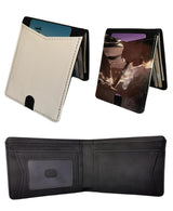 2 Pieces Sublimation Wallet Blank Leather Men's Money Clip Front Pocket slim Bi-fold DIY Craft (Black) WoodArtSupply