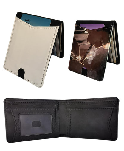 2 Pieces Sublimation Wallet Blank Leather Men's Money Clip Front Pocket slim Bi-fold DIY Craft (Black)