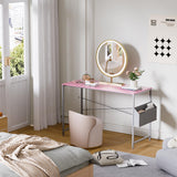 Pamray 47 Inch Computer Desk for Small Spaces with Storage Bag, Home Office Work Desk with Headphone Hook, Small Office Desk Study Writing Table Pamray