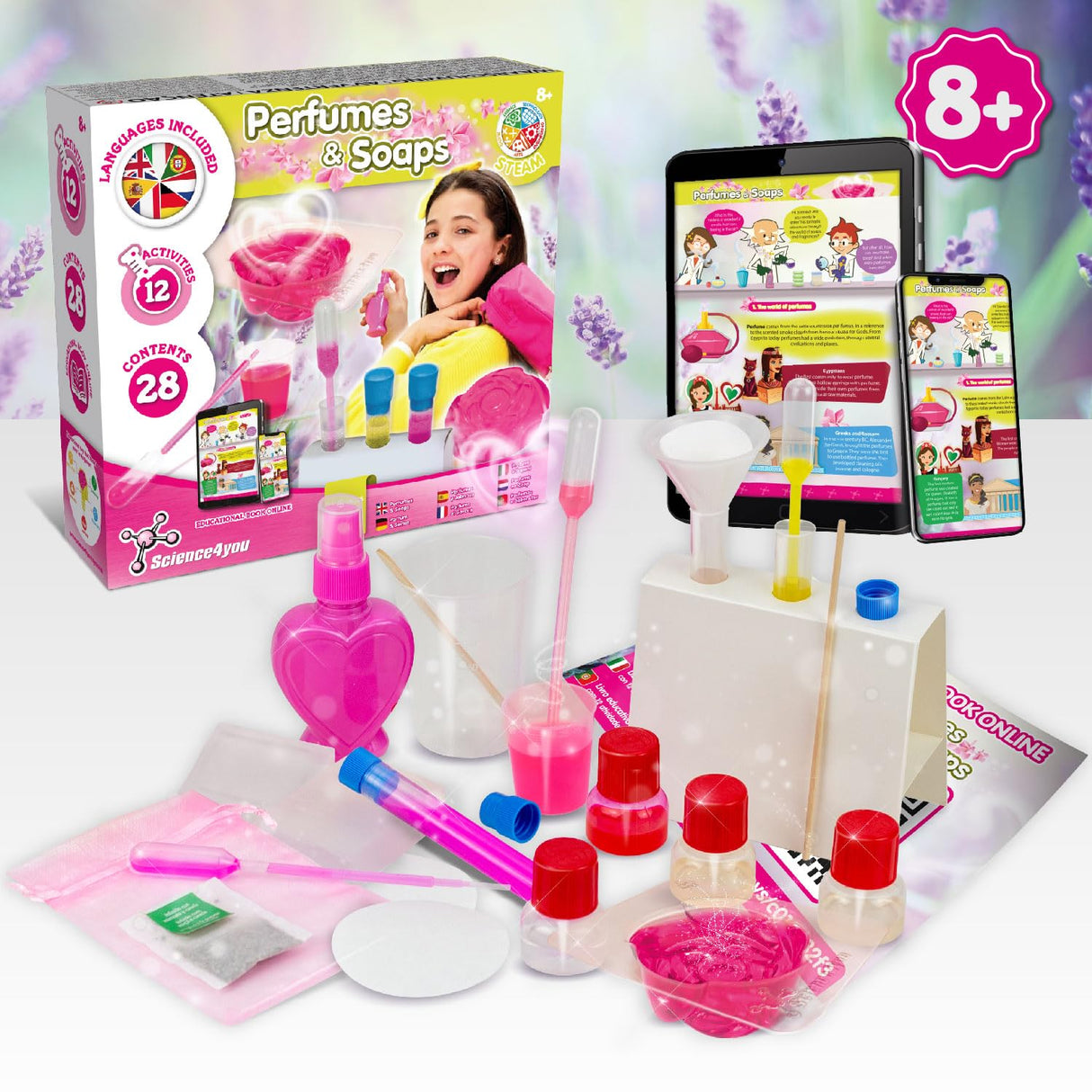 Science4you Perfumes & Soaps - Perfume and Soap Making Kit for Kids - Educational Science Kits with 12 Science Experiments - Craft Sets for Girls and Boys - Science Kits for Kids Age 8 9 10+ Science4you